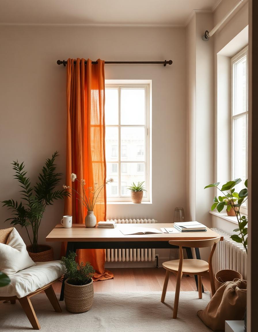 A warm, sunlit studio workspace